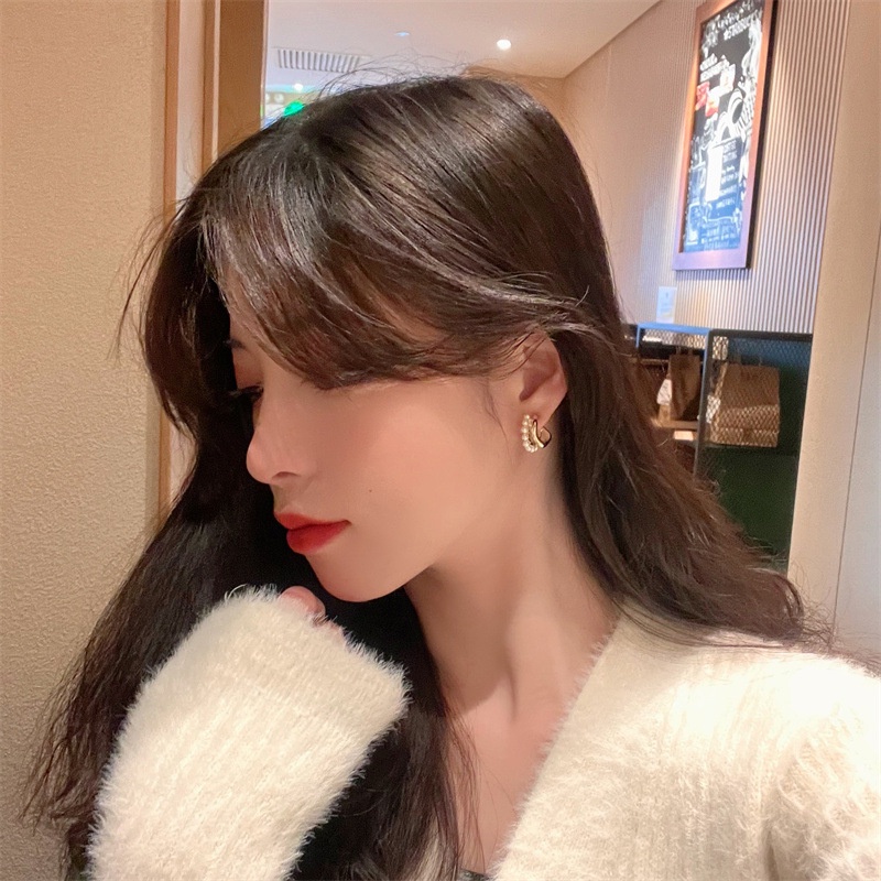 Khuyên Tai Mạ Bạc Đính Ngọc Trai Nhân Tạo Phong Cách Hàn Quốc Thời Trang Mới