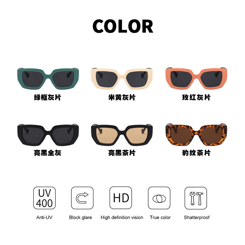 (KIQI-FASHION) COD Kính Mát Gọng Vuông Lớn Chống Tia Uv400 Thời Trang Cho Nam Và Nữ