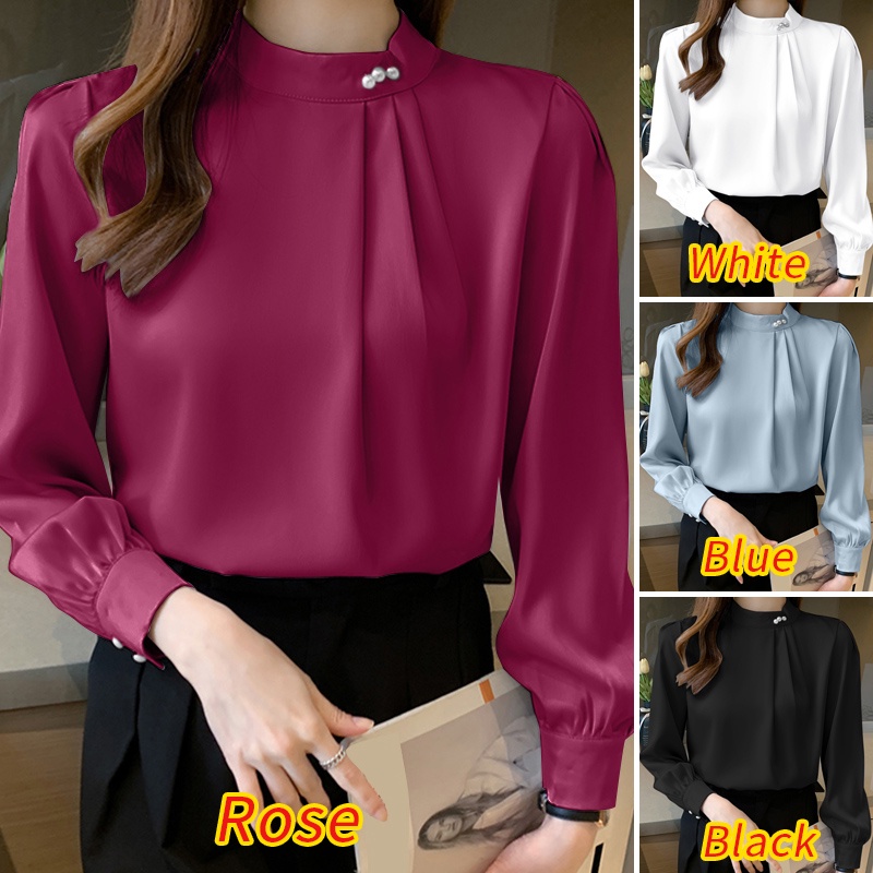 Áo sơ mi Zanzea dài tay cổ đứng cài nút thời trang thích hợp cho nữ