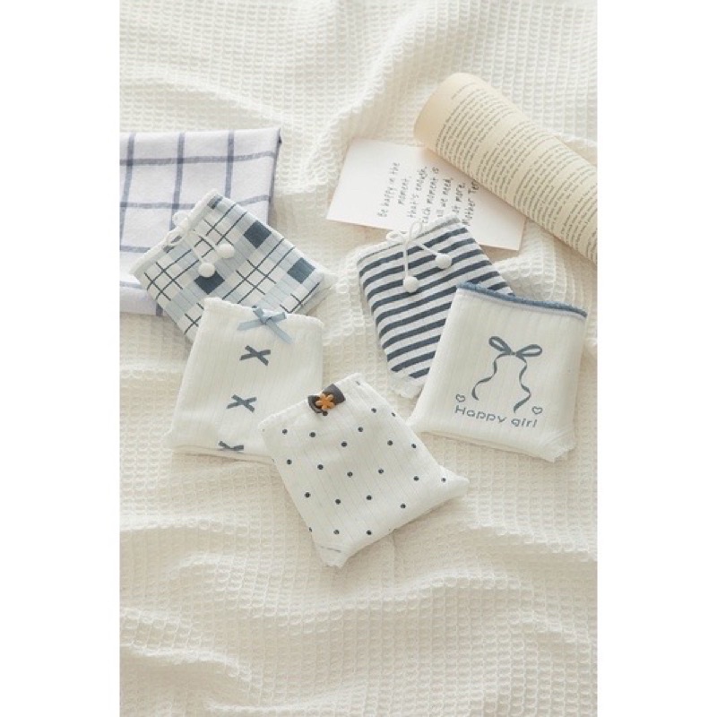 Quần Lót Nữ ❤️ Quần Cotton Nữ Gân Tăm Dễ Thương Kháng Khuẩn 0126