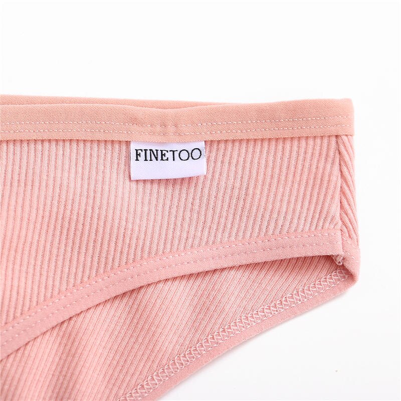 Bộ 5 quần lót cotton FINETOO màu trơn gợi cảm dành cho nữ