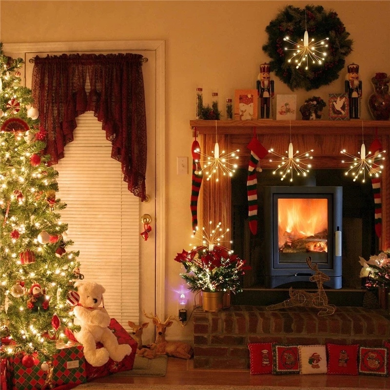 Dây đèn led hình pháo hoa 25 bóng treo cây thông trang trí ngày lễ tiện dụng