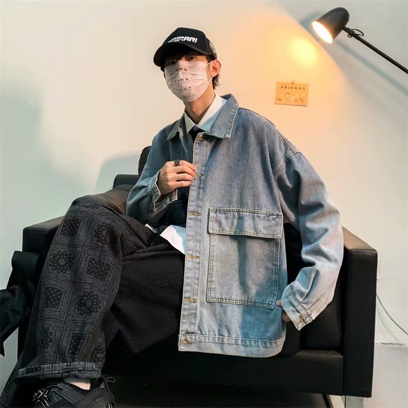 áo khoác ifashion retro áo khoác jean nam phong cách Hàn Quốc áo dài tay jacket unisex oversize áo khoác jacket nam