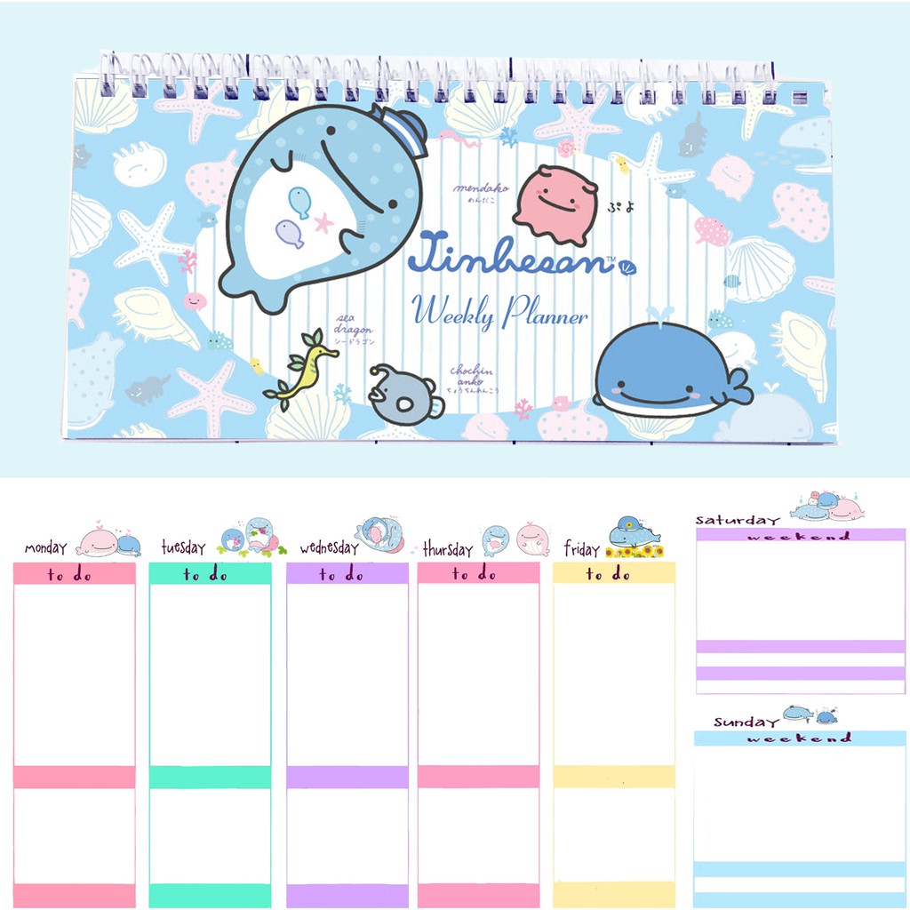 Sổ kế hoạch tuần cá voi jinbeisan WPI40 Weekly Planner 52 trang