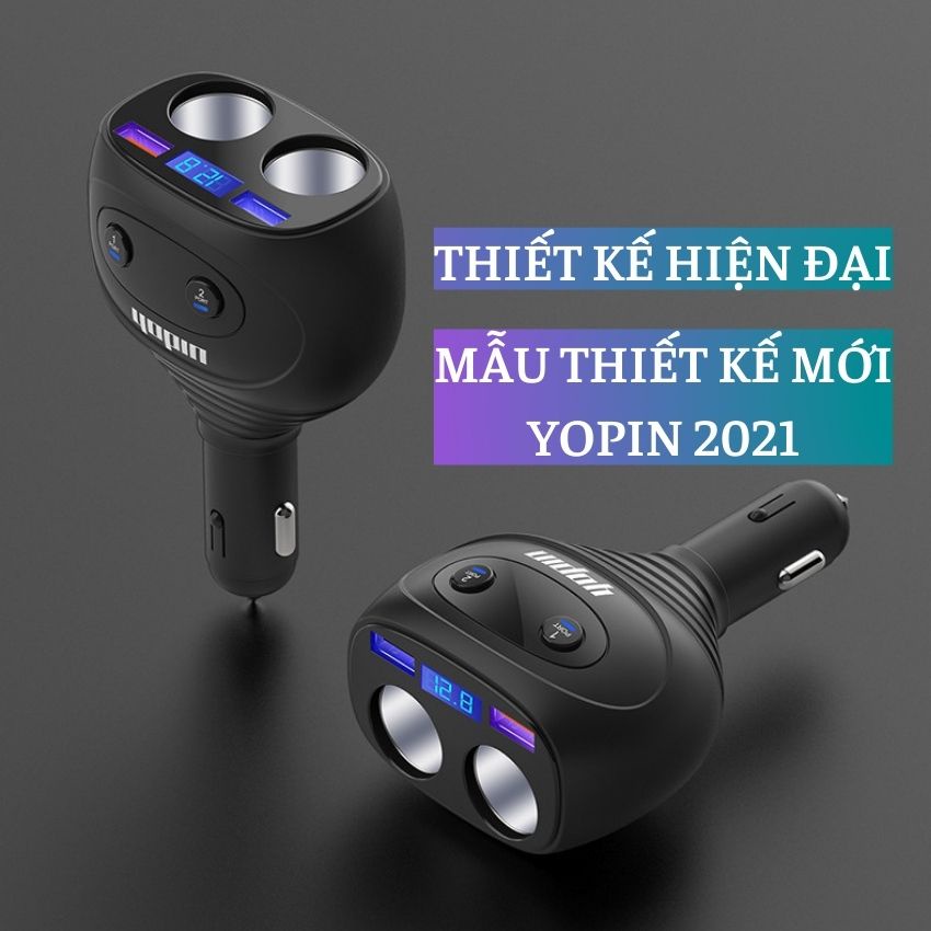 Tẩu Sạc Ô Tô Xe Hơi 2 cổng usb 3.1A chia 2 tẩu 12v - 24v, Tẩu Chia Sạc Ô Tô có đèn led hiển thị điện áp Yopin