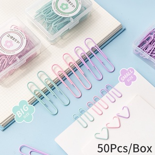 Hộp 50 Kẹp Giấy Bằng Kim Loại Màu Macaron Kích Thước 9*28mm