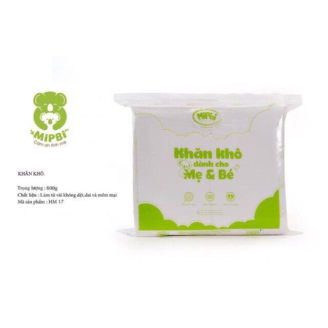 HÀNG CHÍNH HÃNG Khăn khô đa năng Mipbi 600gram,900gr an toàn cho bé MỀM MIN NHƯ LÀN DA EM BÉ