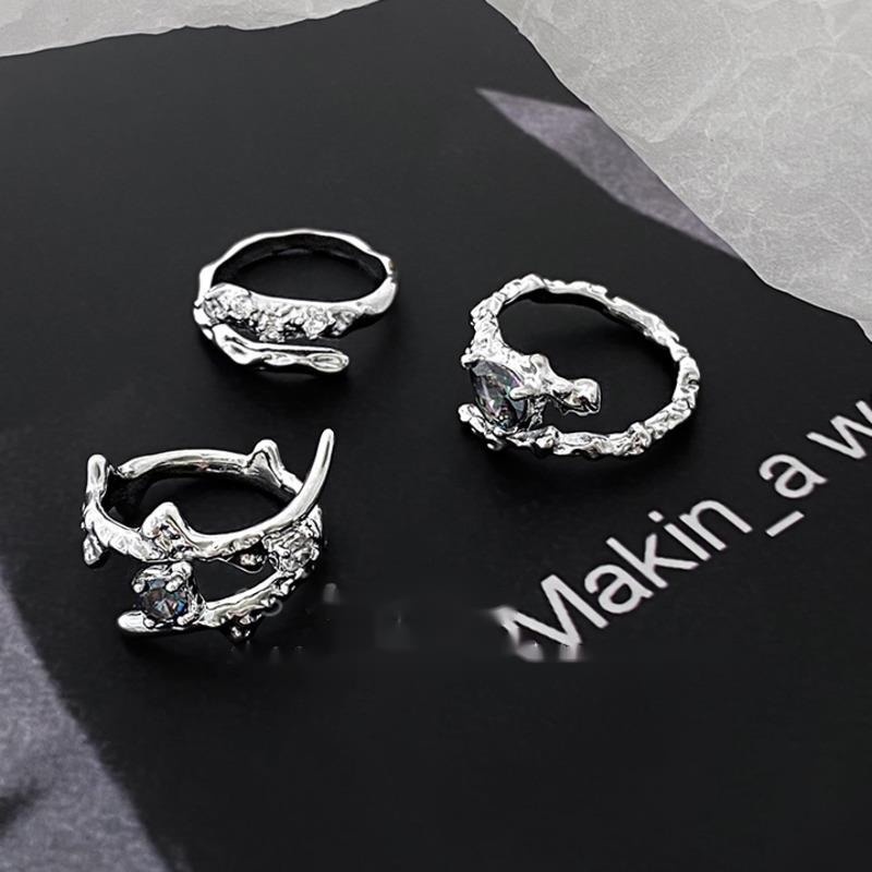 Set Ba Nhẫn Đeo Ngón Trỏ Đính Đá Quý Thời Trang Cho Nữ