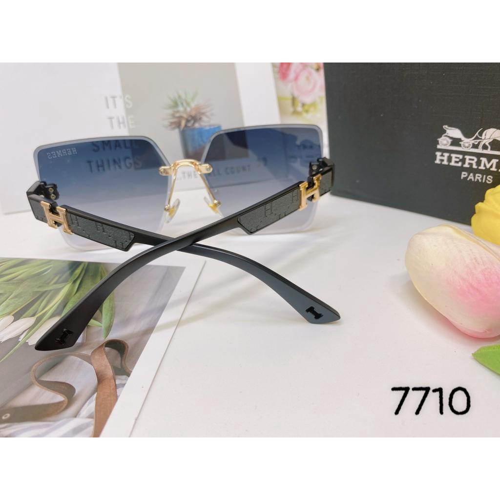 Kính mát thời trang nữ thiết kế form vuông hot trend gọng chữ H 7710- new avirral 2023 tặng bao da khăn lau kính