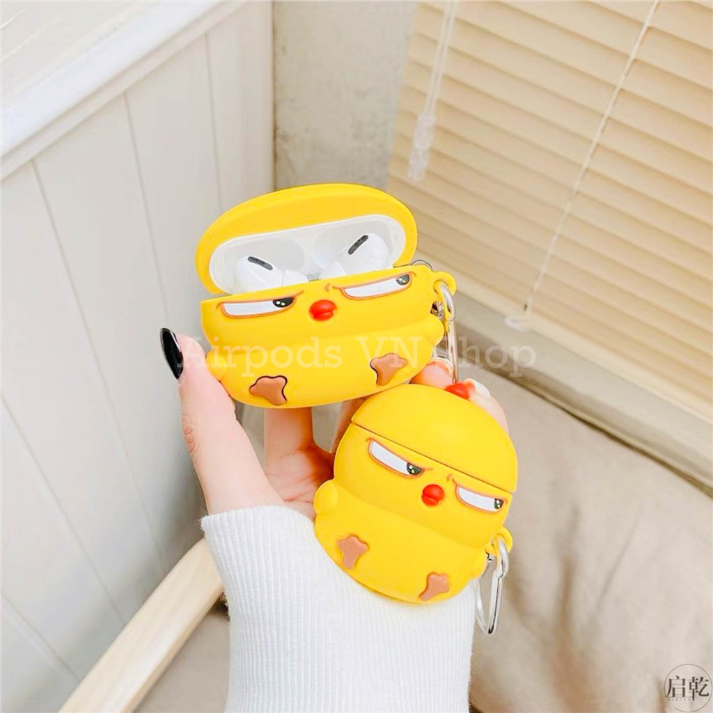 Ốp case Airpods 1/2 & Airpods Pro gà vàng mặt ngầu silicon 3D cao cấp