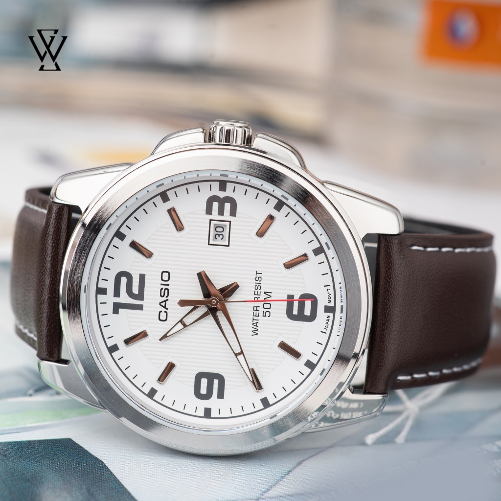 Đồng Hồ Điện Tử, Quartz Nam Casio WATCHSTORE MTP-1314L-7AVDF Thiết Kế Kính Khoáng 45mm, Dây Đeo Da Và Vỏ Thép Không Gỉ