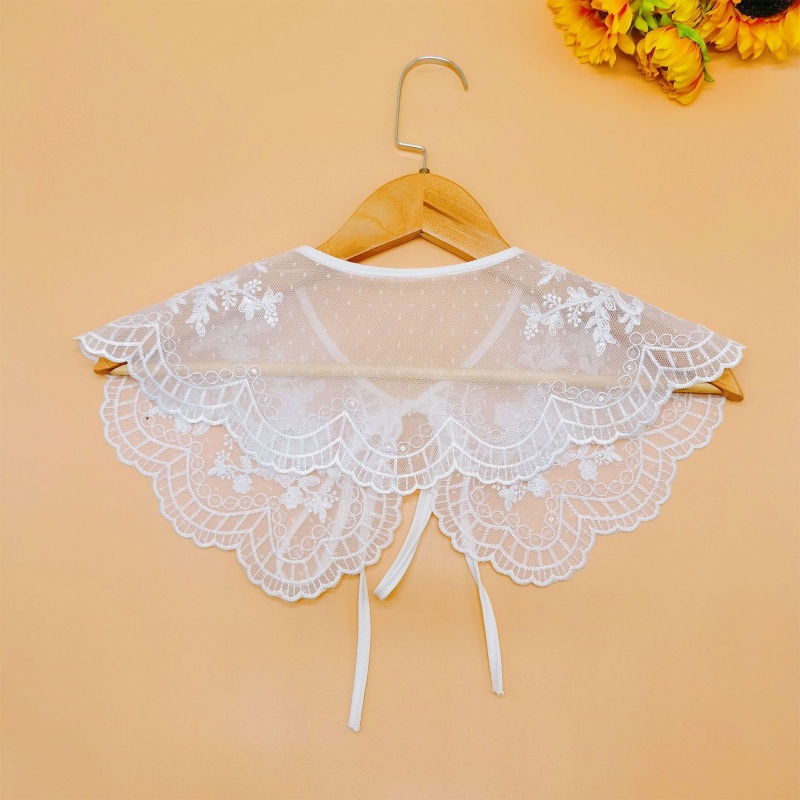 Cổ Áo Sơ Mi Giả Thêu Hoa Phối Ren Có Thể Tháo Rời Thời Trang Cho Nữ