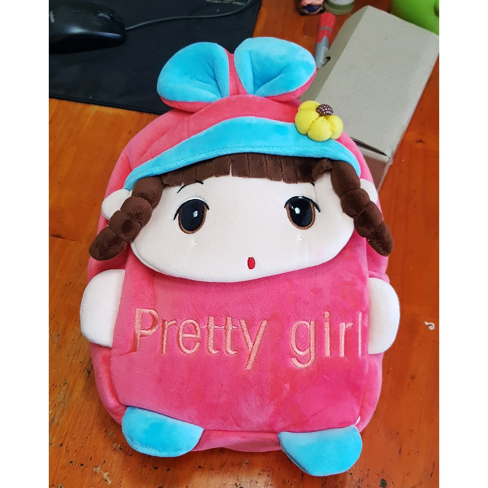 Balo vải nhung Pretty Girl màu đỏ cho bé