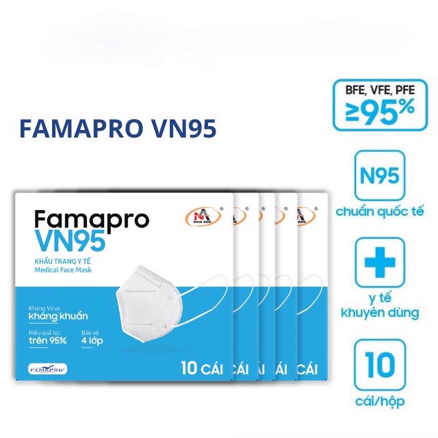 Khẩu Trang Y tế 4 lớp FAMAPRO VN95,Công ty Nam Anh,Chuẩn Farmacity