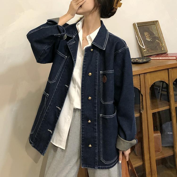 Áo Khoác Denim Dáng Rộng Cỡ Lớn Thời Trang Mùa Đông Cho Nữ