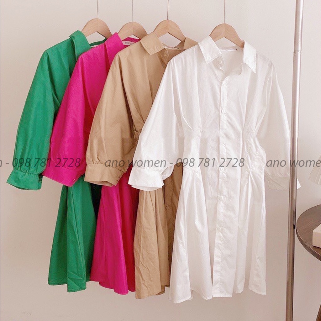 Váy Đầm Sơ Mi Dáng Dài Thắt Eo Tôn Dáng Dễ Thương | BigBuy360 - bigbuy360.vn