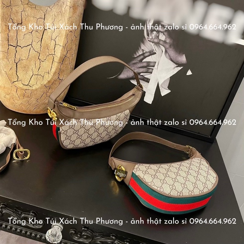 Túi kẹp nách, đeo vai hoạ tiết chữ đính logo vàng siêu sang chảnh (hàng loại 1)