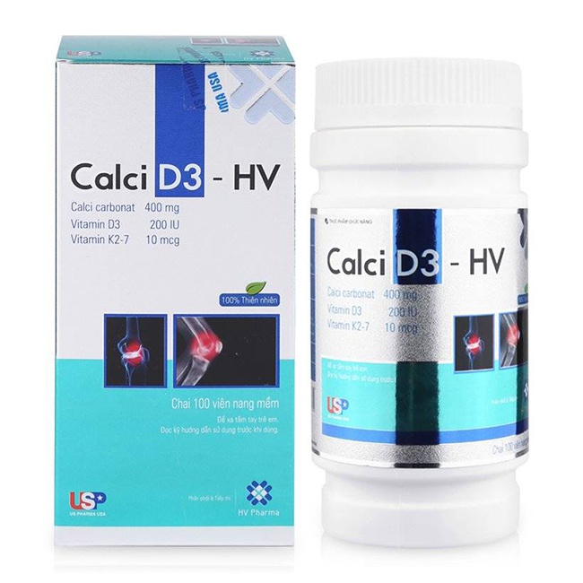 CALCI D3 HV- BỔ SUNG CANXI CHO CƠ THỂ 100 VIÊN Hộp 10 vỉ x 10 viên