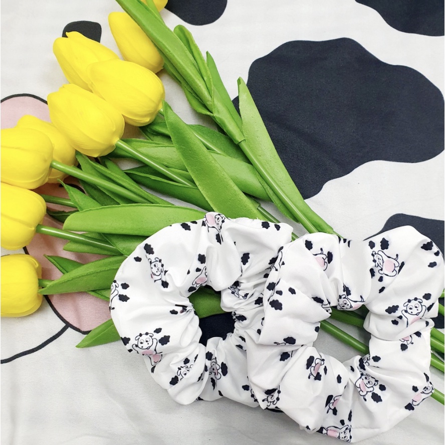 Buộc Tóc Vải Scrunchies Aikimo - Cột Tóc Scrunchies ( Bò Sữa Dễ Thương) Aikimo SB1