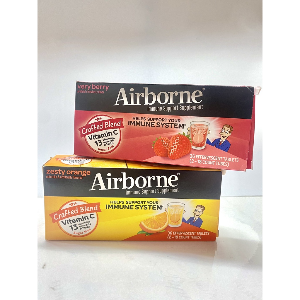 Airborne viên sủi bổ sung Vitamin C và 13 khoáng chất khác vị cam & dâu date 2023