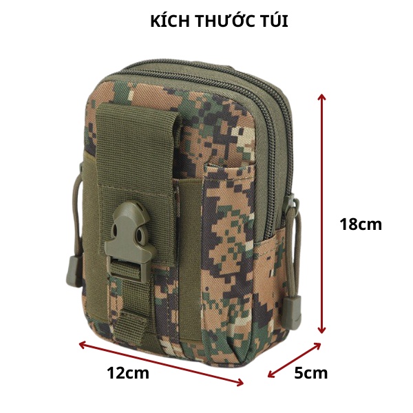 Túi đeo hông thể thao đựng điện thoại nhiều ngăn nhỏ gọn tiện lợi chống thấm nước phong cách quân đội