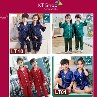 ✅ pizama lụa satin áo dài - quần dài trẻ em |bộ pizama lụa cao cấp | đồ ngủ | đồ đi biển cho bé trai, bé gái