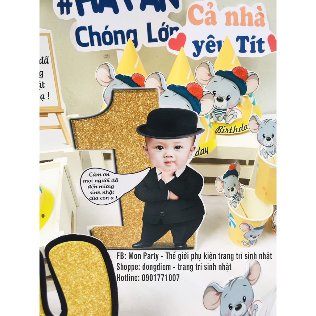 Trang trí sinh nhật đẹp 💝FREE SHIP💝Combo trang trí sinh nhật kèm chibi, bảng tên sinh nhật cho bé