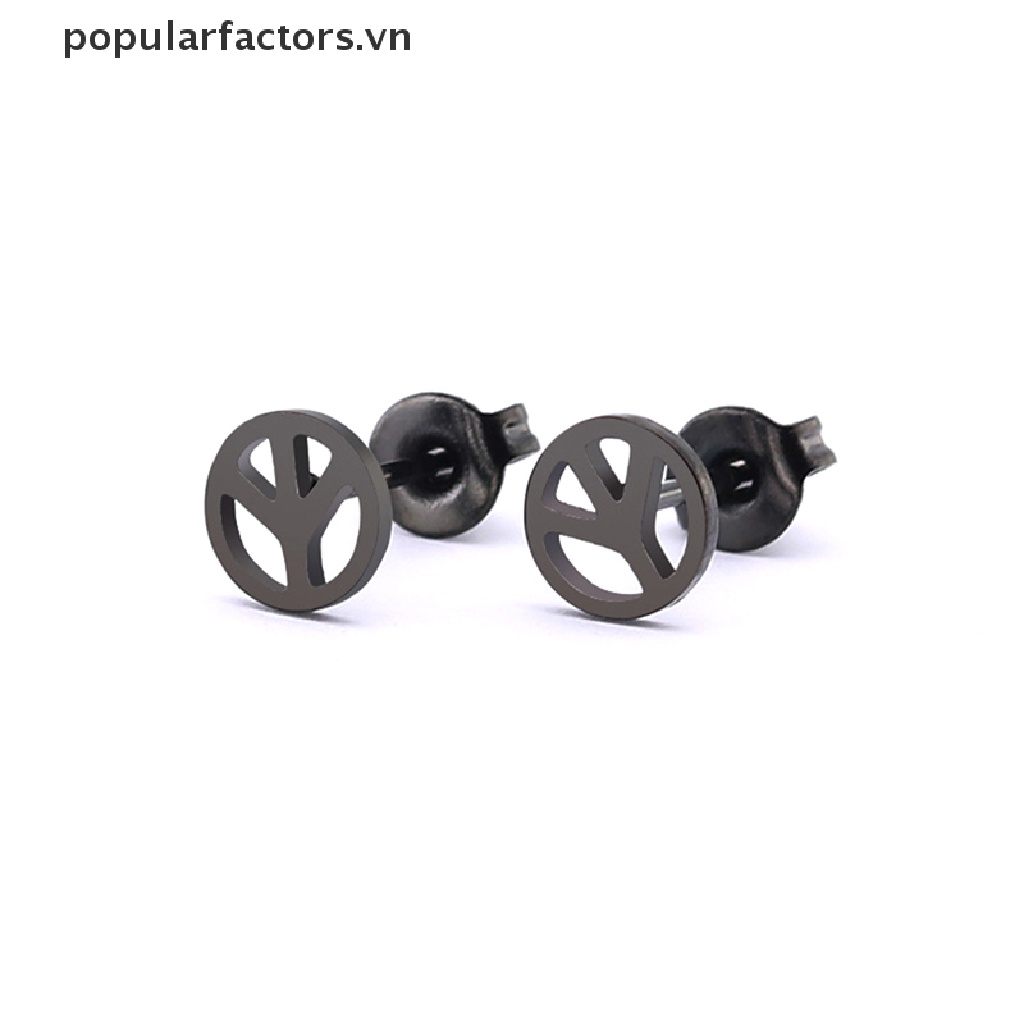 Bông Tai Biểu Tượng Hòa Bình Bằng Thép Không Gỉ Chống Thấm Nước Phong Cách Punk Đơn Giản Cho Nữ