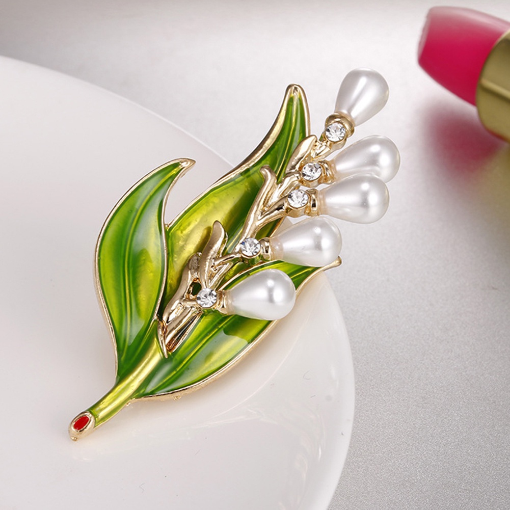 YOML✔Rhinestone Faux Pearl Tree Leaf Brooch Pin Fashion Women Party Jewelry Gift