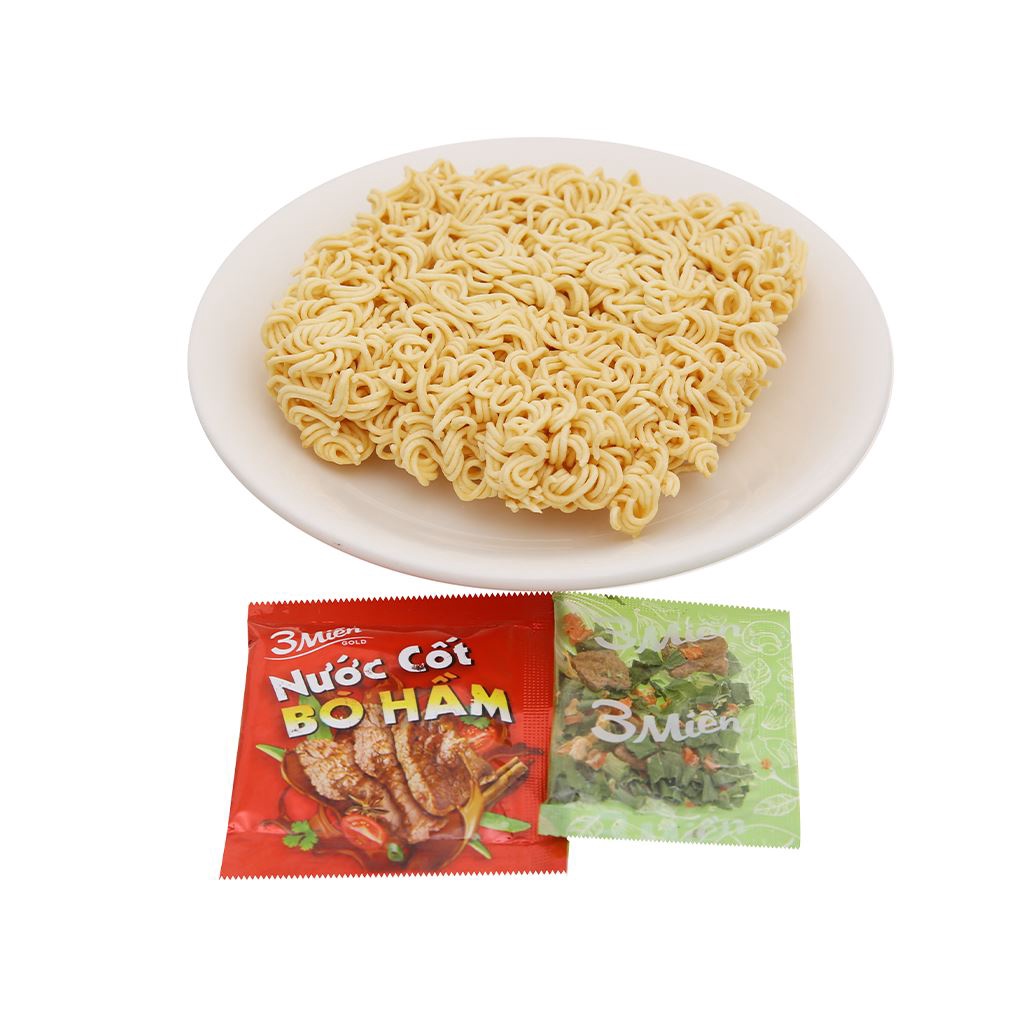 Mì 3 Miền Gold bò hầm rau thơm gói 75g Date luôn mới