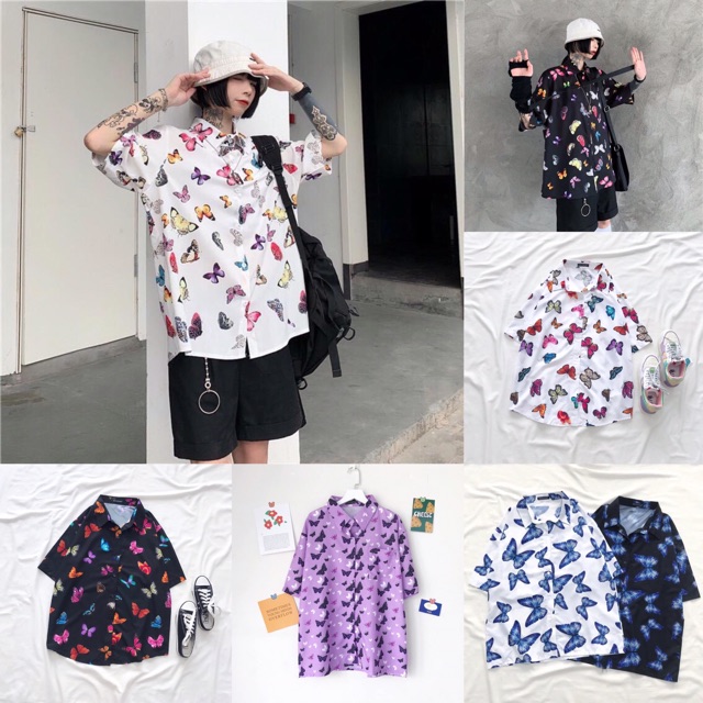 Áo Sơmi Butterfly 🦋 Tay Ngắn Unisex Ảnh Thật