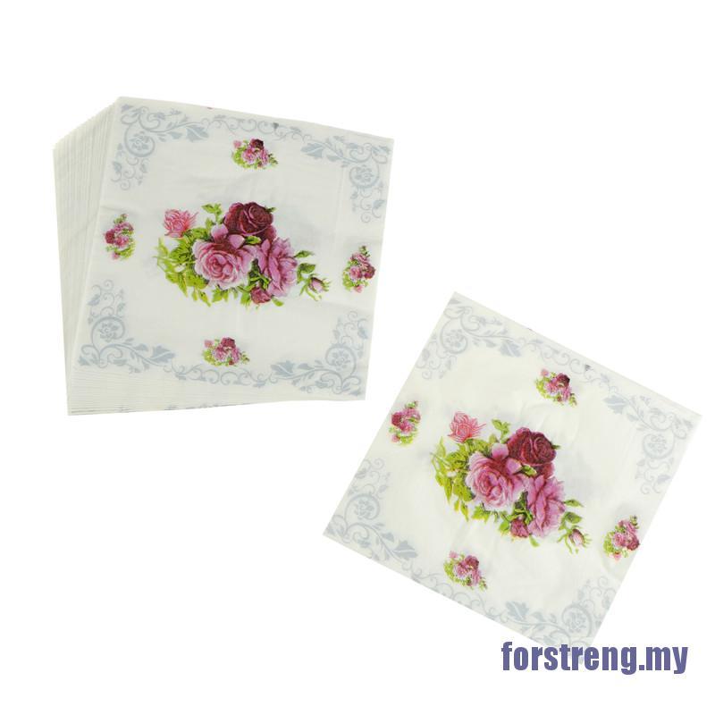 Set 20 Khăn Ăn In Hình Hoa Hồng Xinh Xắn