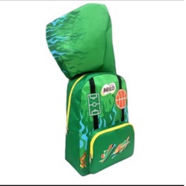 Balo Milo mũ Hoodie vải cao cấp cho bé đi học - balo học sinh tiểu học