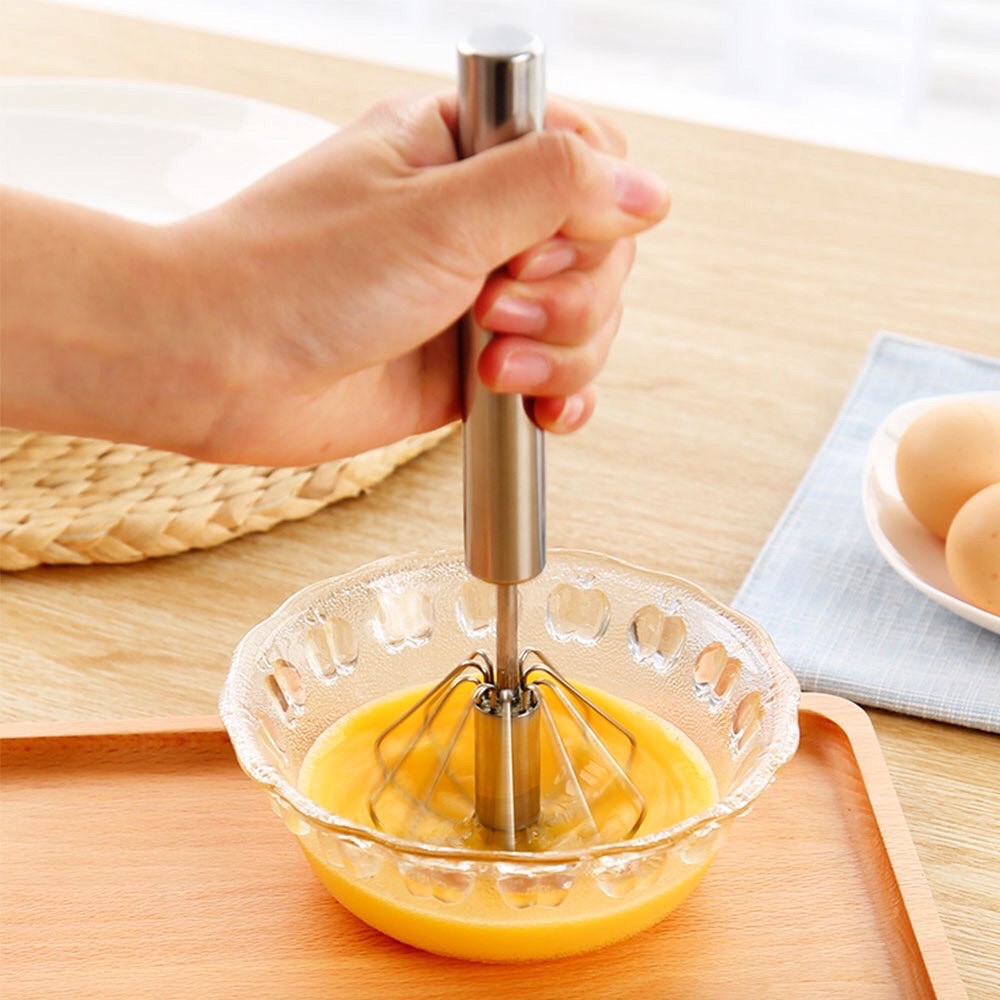 Cây đánh trứng inox trục tự xoay tiện dụng, 3 cỡ