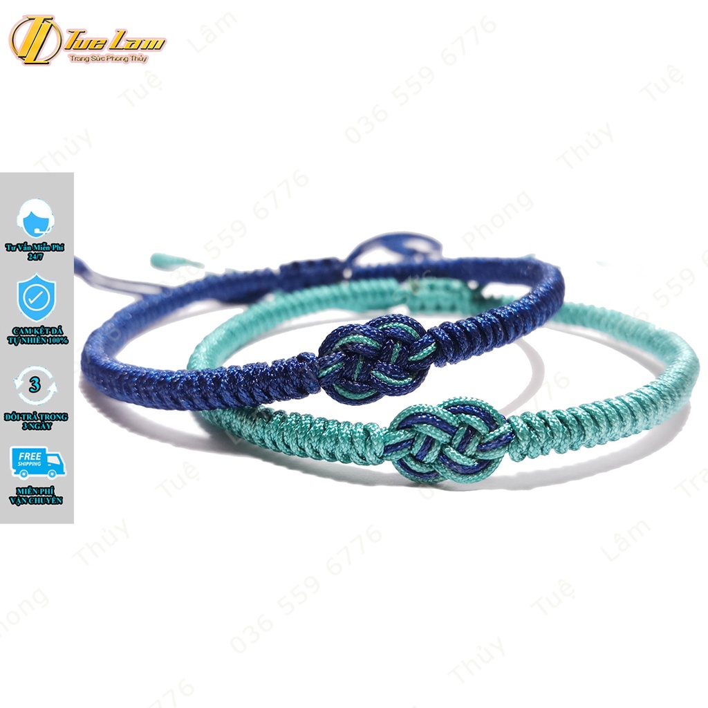 Vòng tay may mắn nữ dây chỉ màu xanh dương cao cấp bện kiểu vô cực tình duyên - Tuệ Lâm