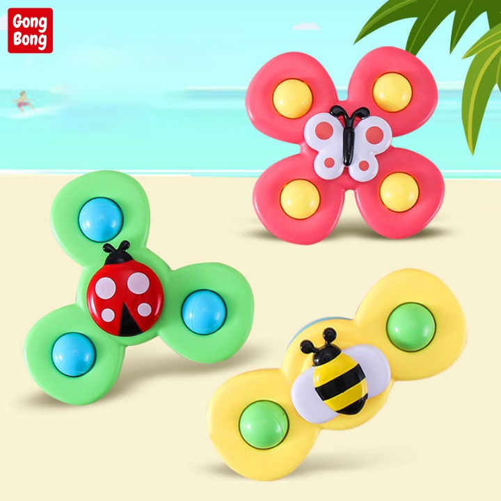 Con quay cho bé bộ 3 spinner đồ chơi trong nhà chong chóng gắn tường có tiếng lục lạc cho trẻ em Gong Bong store