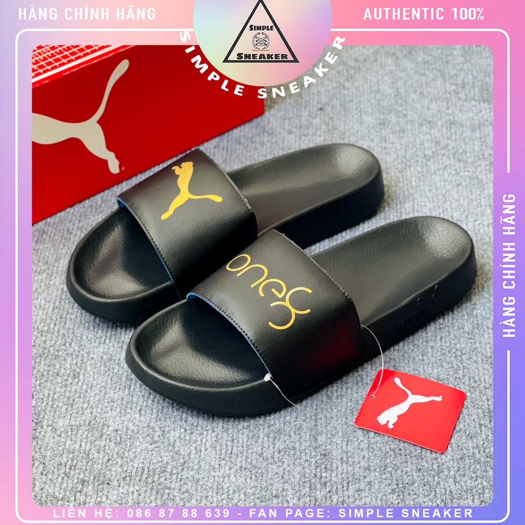 Dép Puma Leadcat One Black Gold 🔴HÀNG CHÍNH HÃNG🔴 Dép Quai Ngang Nam Nữ Thể Thao Êm Ái - Simple Sneaker