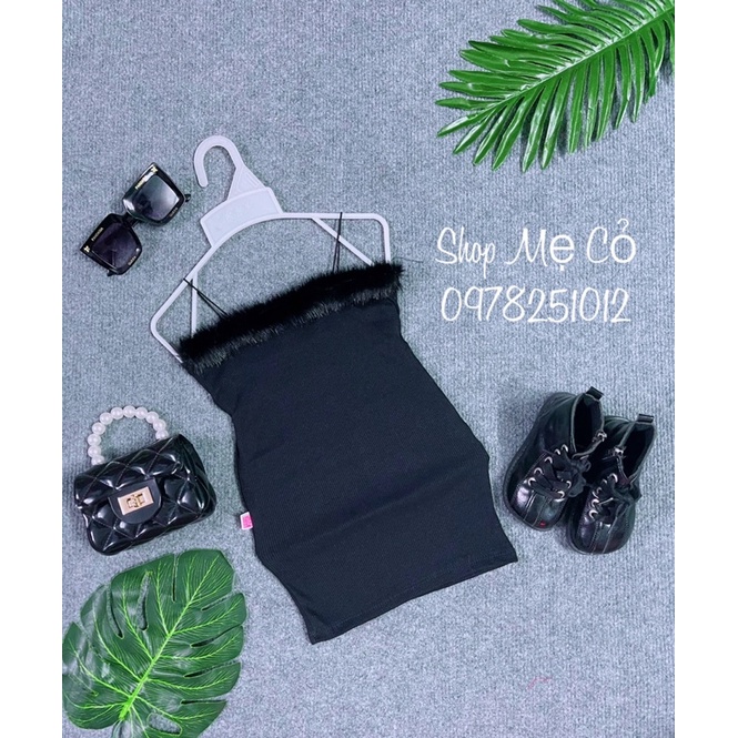 Đầm Body Lông  Hai Dây Sang Trọng Cho Bé Gái Chất Thun Gân Co Dãn