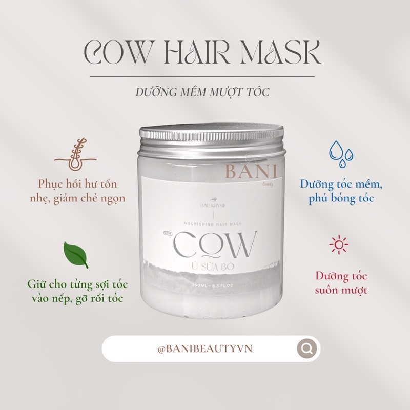 [Mua 1 Tặng 1] Cow Hair Mask - Ủ Tóc Sữa Bò Dưỡng Tóc Bóng Mượt