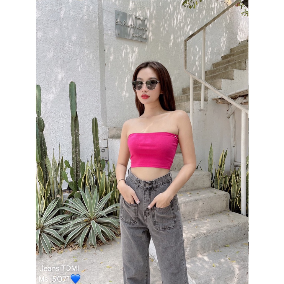 Quần Jean Ống Rộng 2 Túi Trước Lưng Cao Thiết Kế Độc Đáo - 303