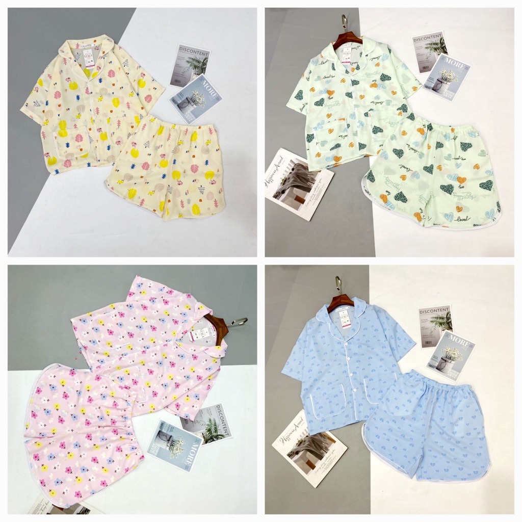 Pijama đùi sóng lụa mango mịn mát, có độ co giãn nhẹ, hình in sắc nét, bao đẹp bao giặt máy, full size