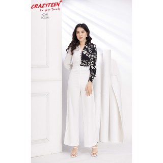 Aó kiểu nữ CRAZYTEEN form croptop phối màu sang trọng (LC0241)
