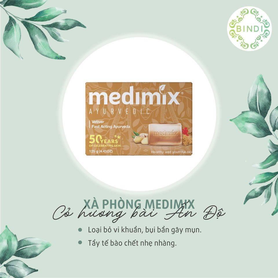 Combo bánh xà phòng Medimix Ayurveda cho da mụn lưng chiết xuất thảo dược đàn hương - cỏ hương bài - nghệ - kumkumadi