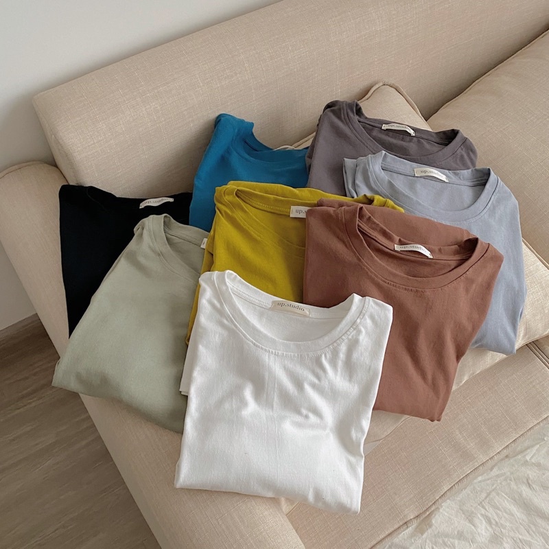 Áo phông trơn to rộng nam nữ đều mặc được Áo pull basix phong cách Hàn Quốc