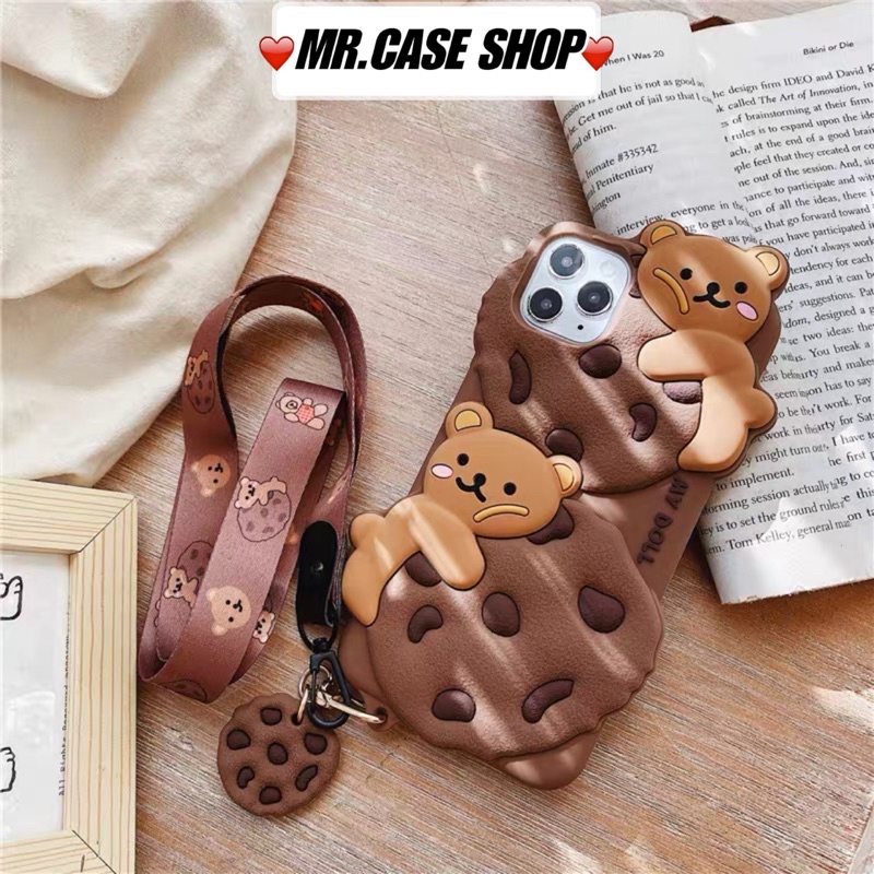 [ CÓ IP 13 ] Ốp lưng gấu nâu dolly su dẻo kèm dây đeo  cho 11/11pm/12/12promax13/13promax- Mr.Case