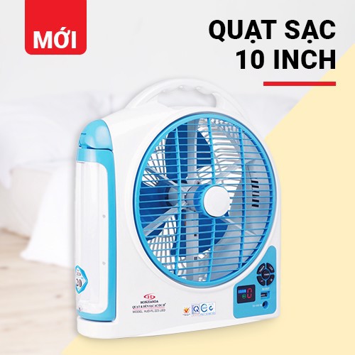 Quạt sạc tích điện cao cấp Honjianda FL223 2 bình Quạt sạc có đèn led