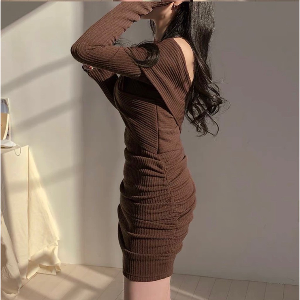 ĐẦM ĐEN - NÂU BẸT VAI CHÉO NGỰC | BigBuy360 - bigbuy360.vn