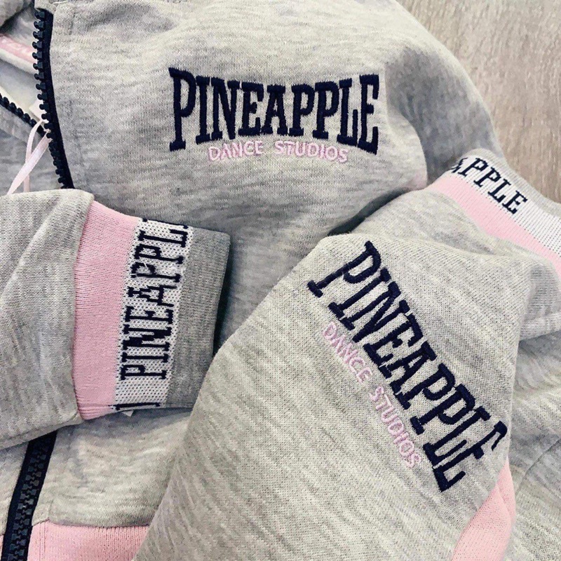 Sét bộ nỉ khóa dày chữ  PINEA màu ghi size đại cho bé