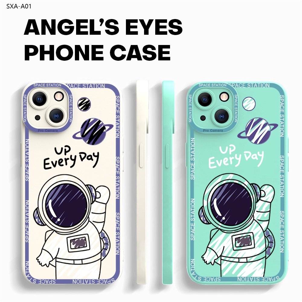 Samsung Galaxy A01 A70 A72 A6 A7 A9 A9S Plus 2018 5G Cho Ốp lưng điện thoại In Hình Cartoon Space Astronaut Thicken