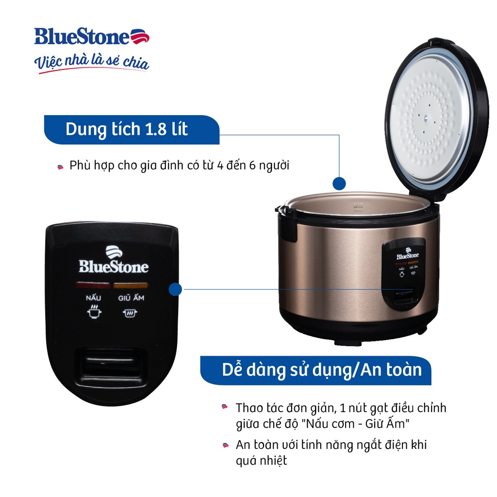 Nồi cơm điện Bluestone RCB-5519 1.8L